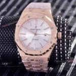 Replica Audemars Piguet Royal Oak Watch - Rose Gold Frosted Silver Dial 41 MM